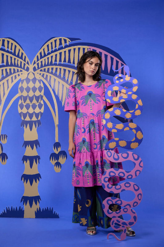 Gorman - Stamp Collecting Tiered Dress - print