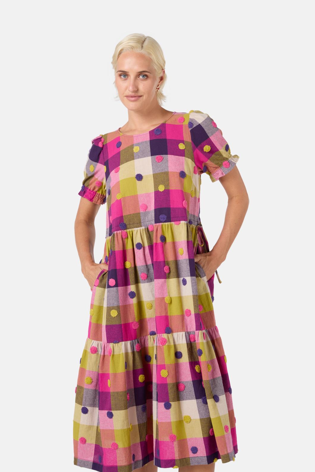 Gorman - Poka Spot Gingham Dress - pink