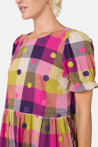Gorman - Polka Spot Gingham Dress - pink