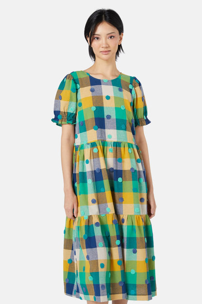 Gorman - Poka Spot Gingham Dress - green