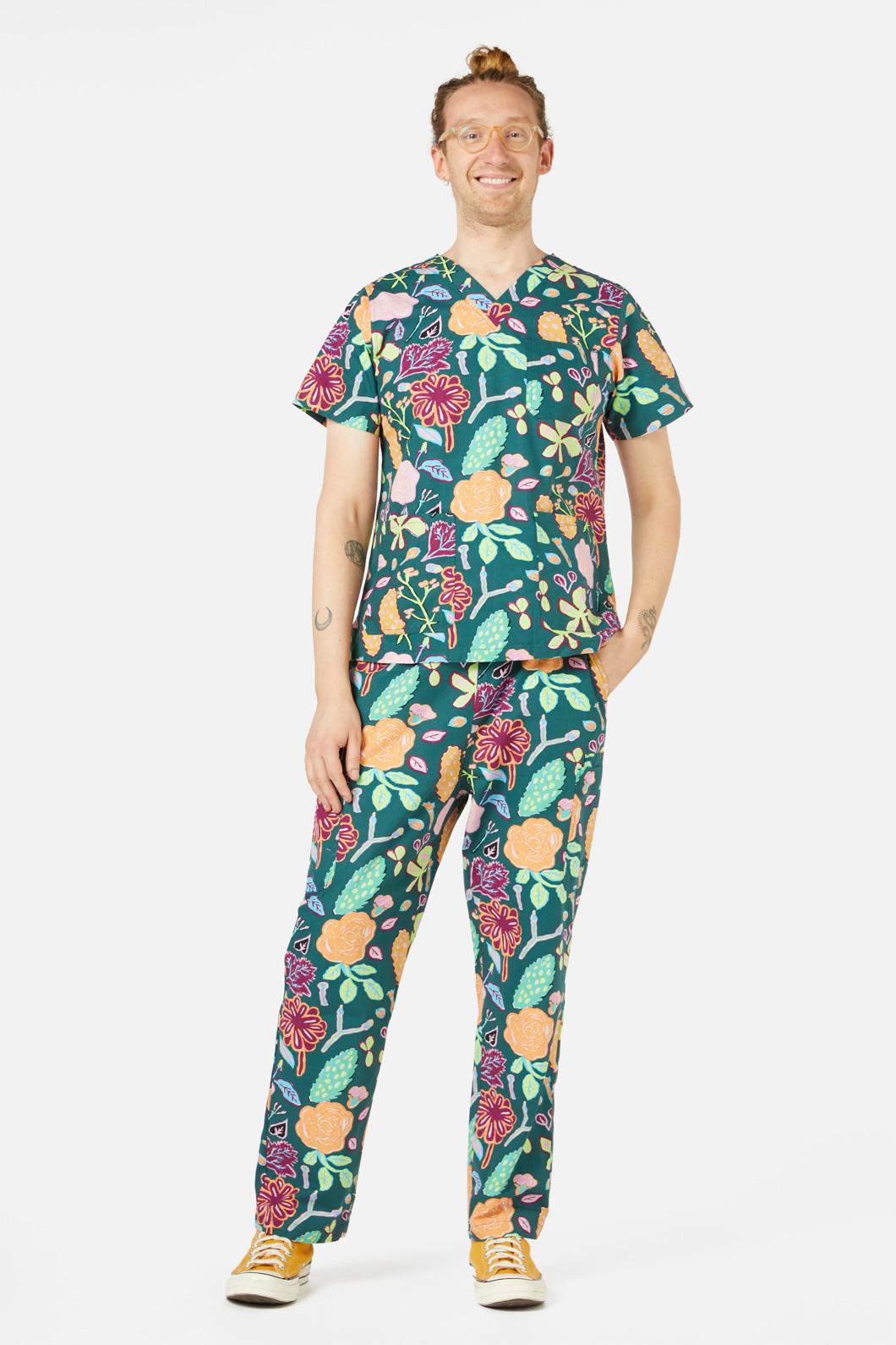 Gorman - Pitched Petals Scrub Set - green