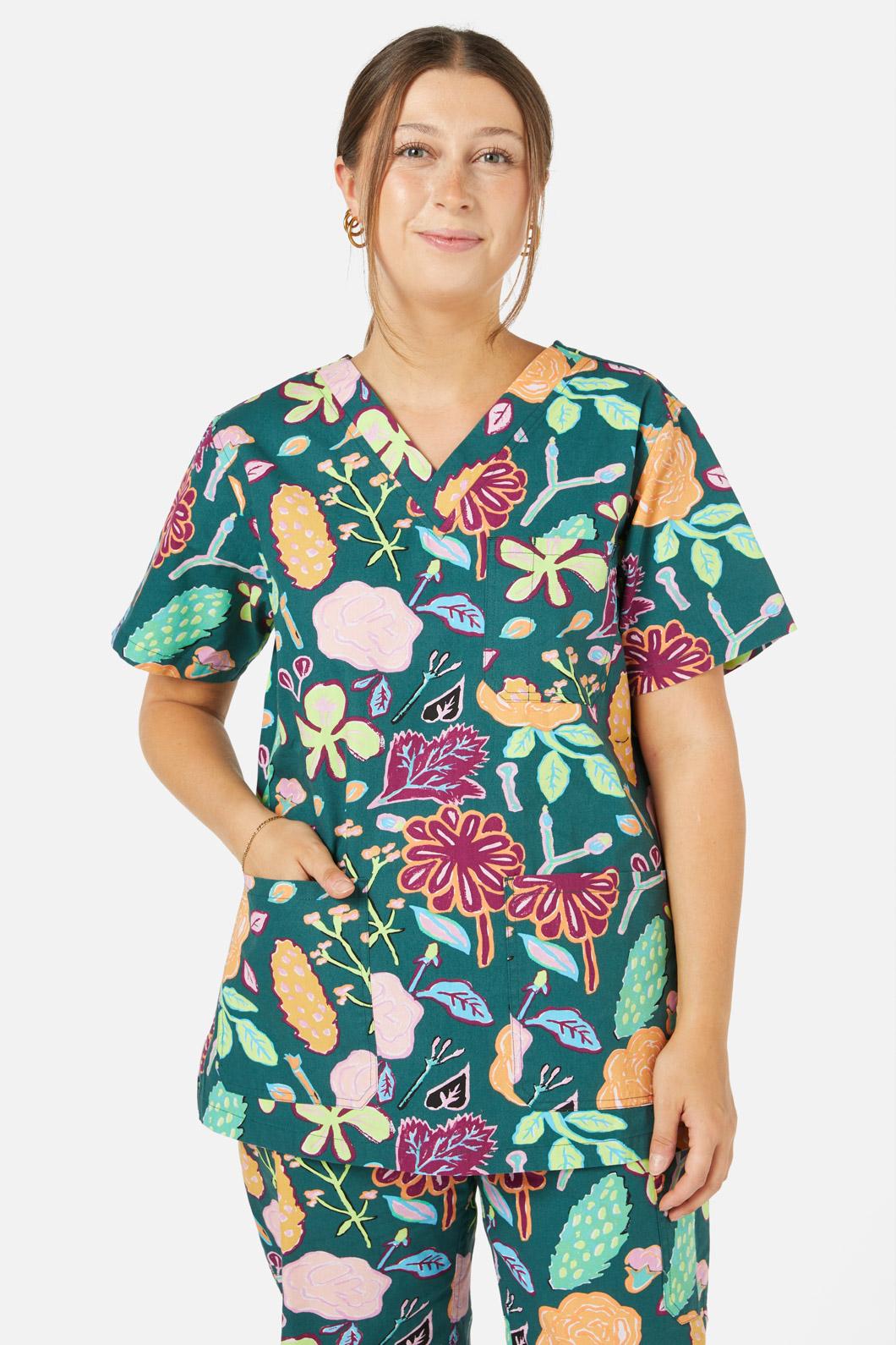 Gorman - Pitched Petals Scrub Set - green