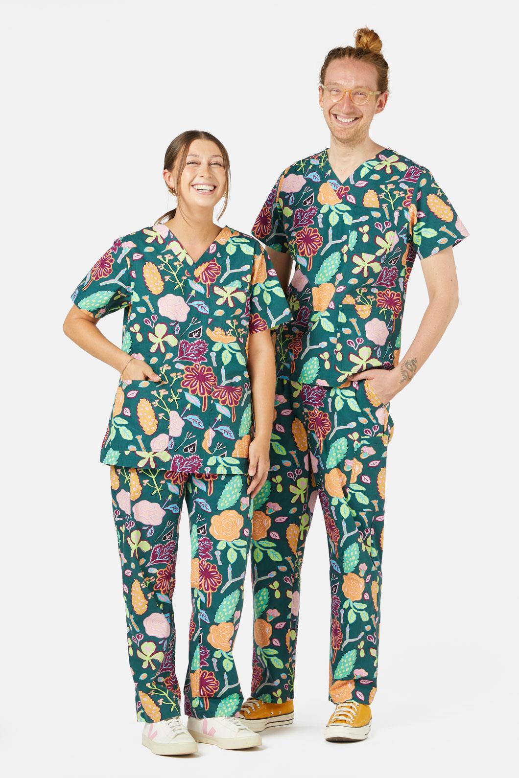 Gorman - Pitched Petals Scrub Set - green