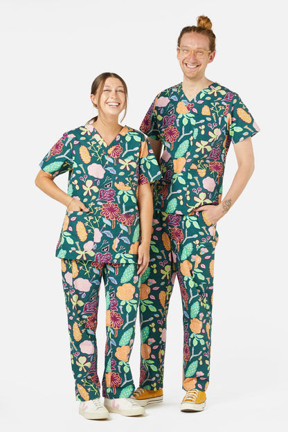 Gorman - Pitched Petals Scrub Set - green