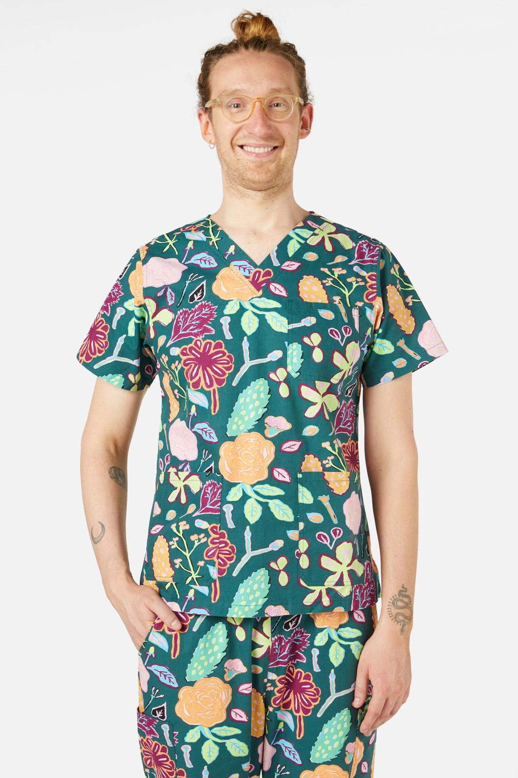 Gorman - Pitched Petals Scrub Set - green