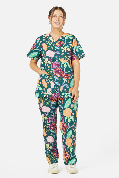 Gorman - Pitched Petals Scrub Set - green