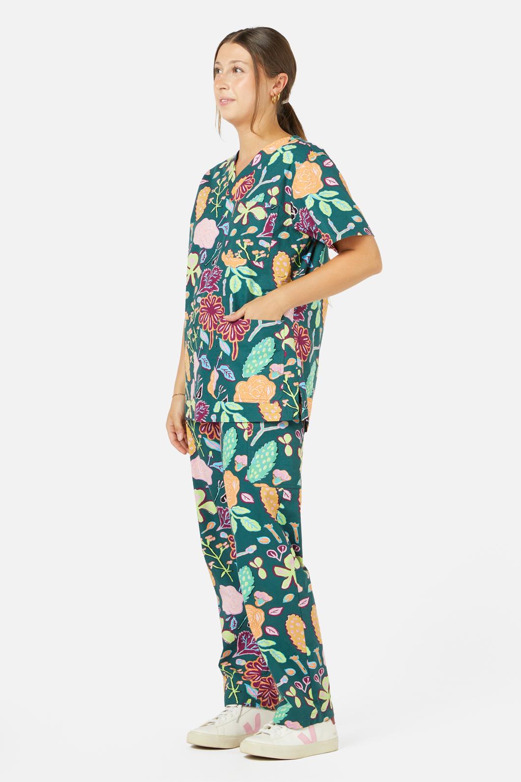Gorman - Pitched Petals Scrub Set - green