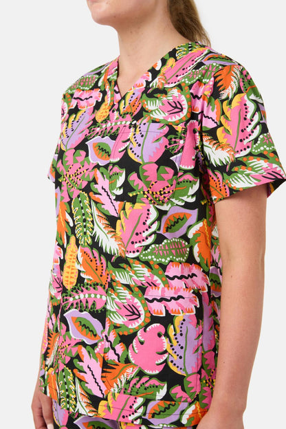 Gorman - Tropical Leaves Scrub Set - black