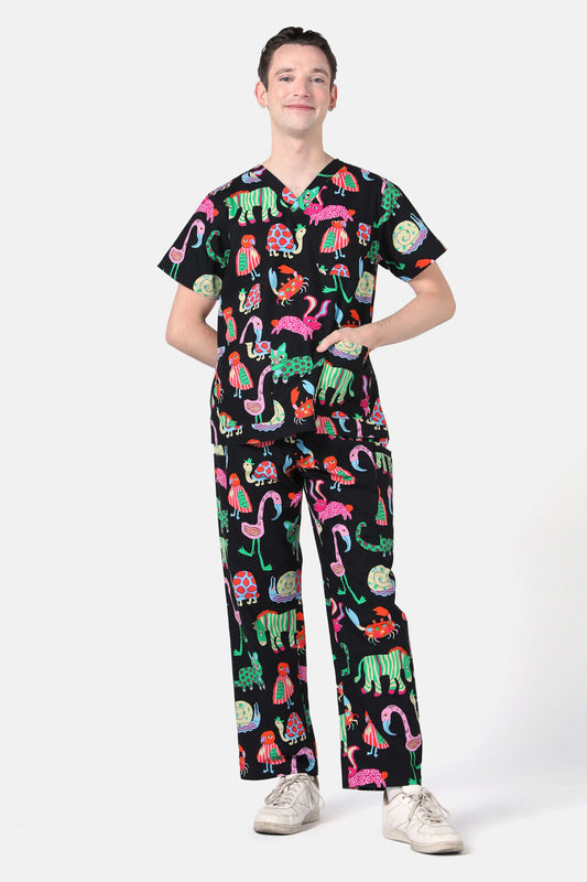 Gorman - Animal Arc Scrub Set - black