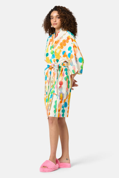 Gorman - Rainbow Drops Linen Bathrobe - print