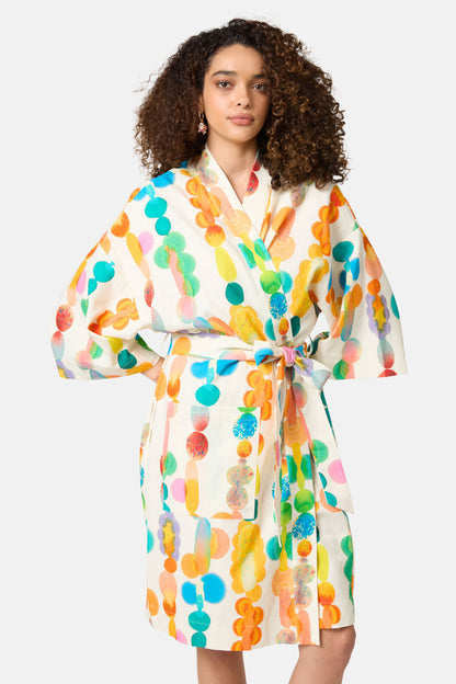 Gorman - Rainbow Drops Linen Bathrobe - print