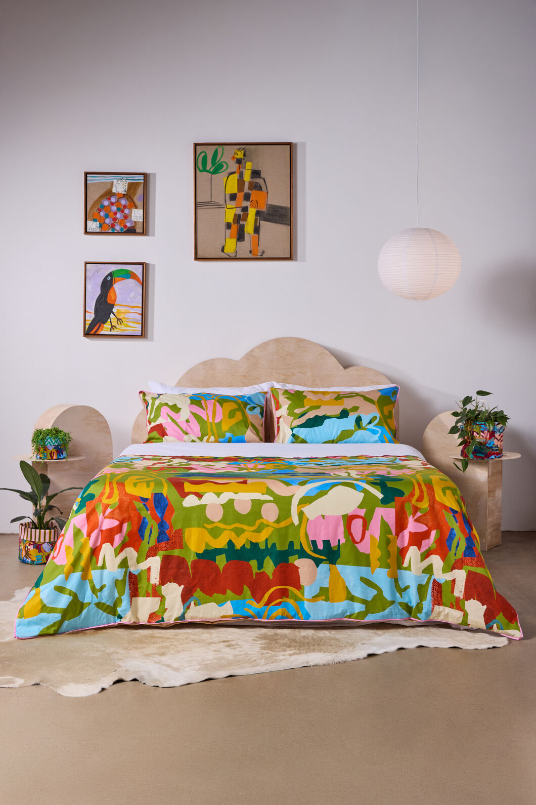 Gorman - Khaki Tango Bed Linen- QB - print