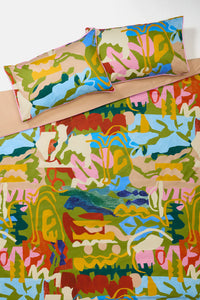 Gorman - Khaki Tango Bed Linen- QB - print
