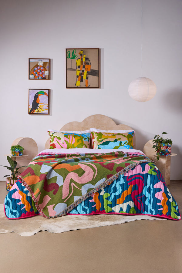Gorman - Khaki Tango Jacquard Throw - multi
