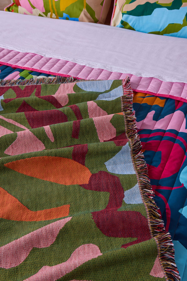 Gorman - Khaki Tango Jacquard Throw - multi