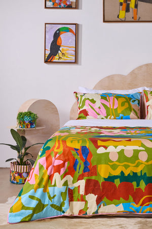 Gorman - Khaki Tango Bed Linen-KB - print