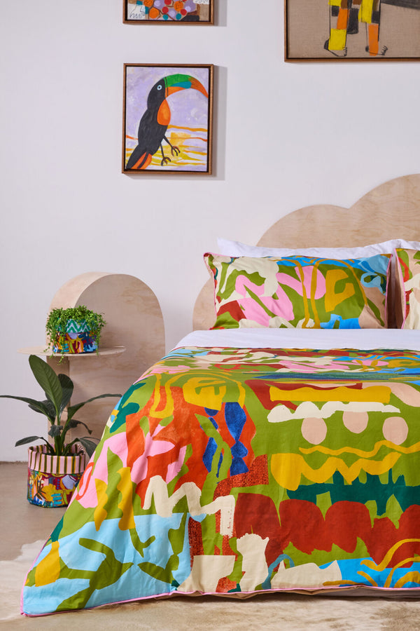 Gorman - Khaki Tango Bed Linen-KB - print