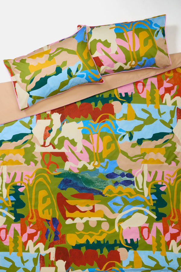 Gorman - Khaki Tango Bed Linen-KB - print
