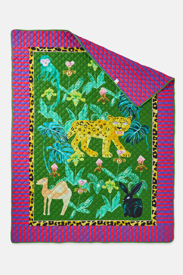 Gorman - Orchid Safari Quilted Coverlet Q/K - print