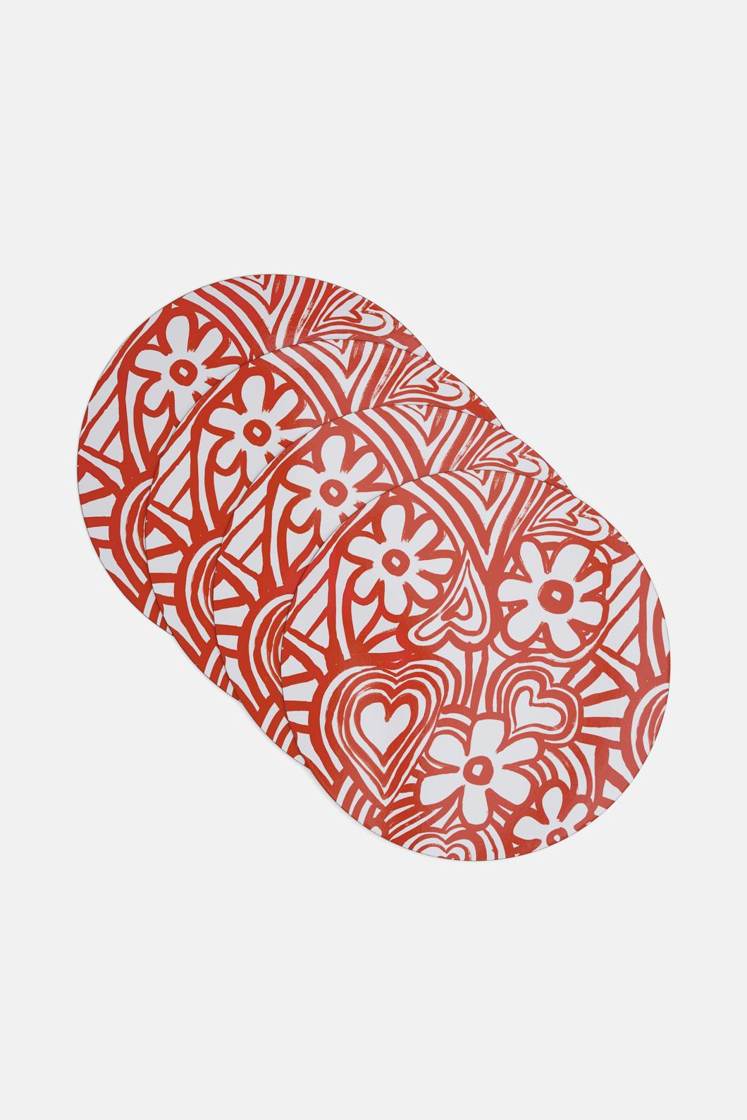 Gorman - Red Flower Placemat Set 4 - print