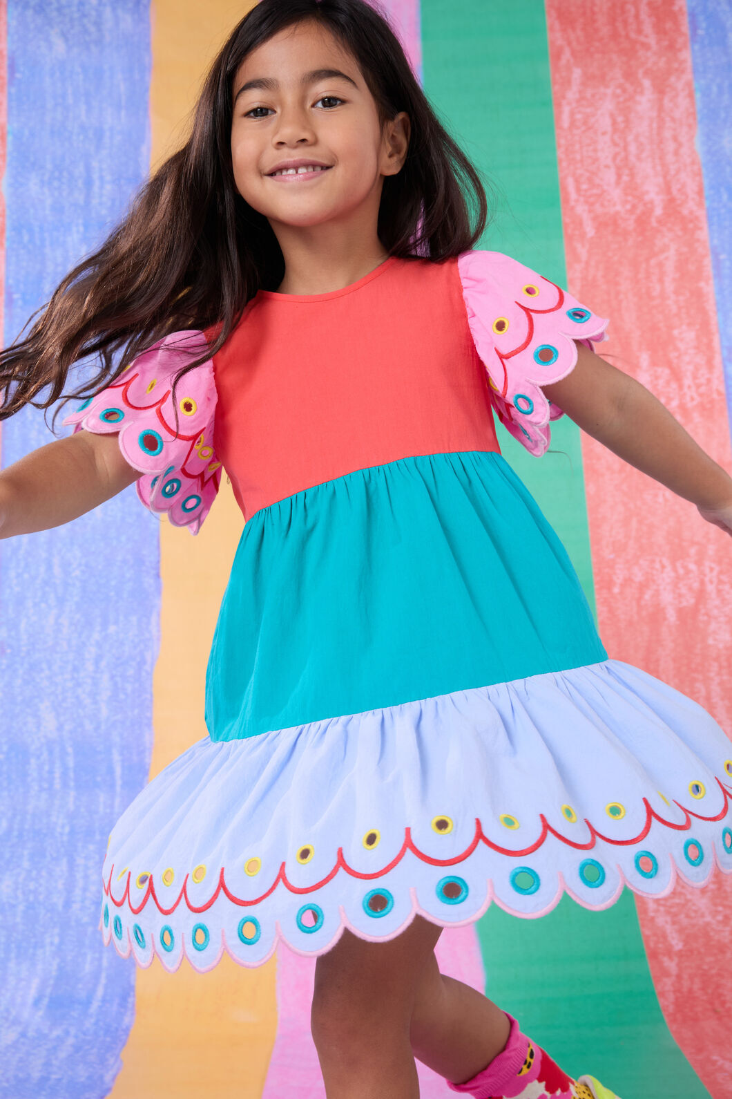 Gorman - Spliced Emb Kids Dress - multi