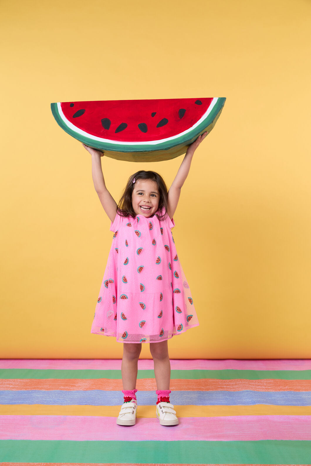 Gorman - Watermelon Sequin Kids Dress - pink
