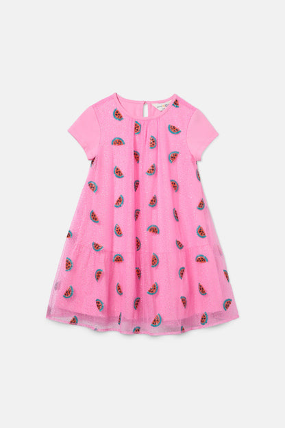 Gorman - Watermelon Sequin Kids Dress - pink