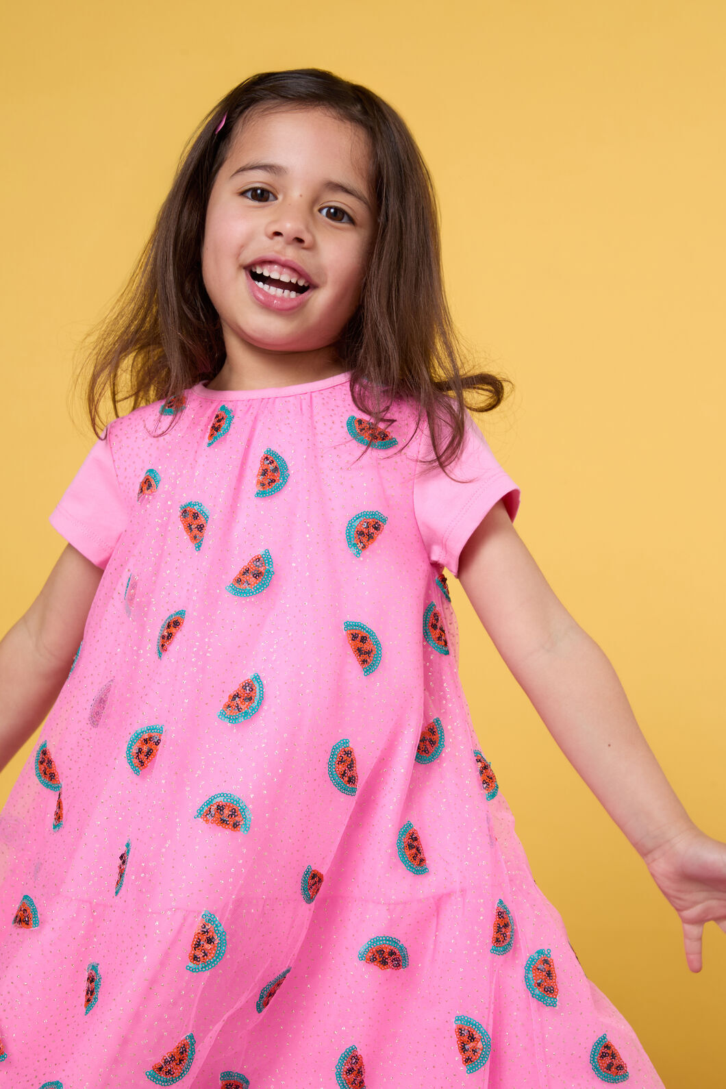 Gorman - Watermelon Sequin Kids Dress - pink