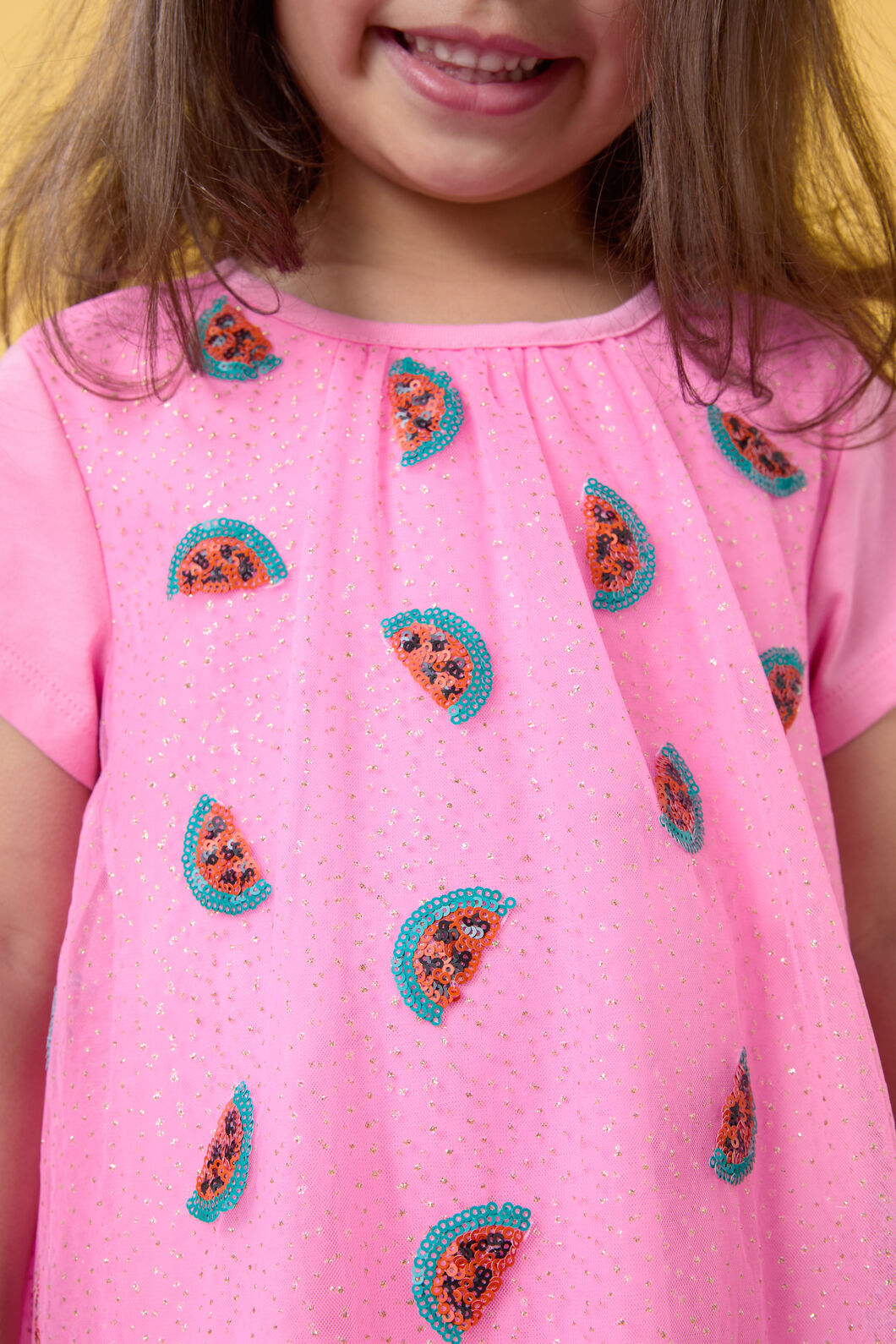 Gorman - Watermelon Sequin Kids Dress - pink