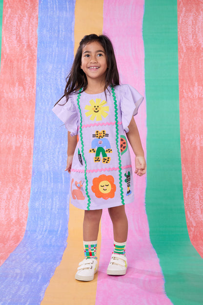 Gorman - Ric Rac Kids Dress - lilac