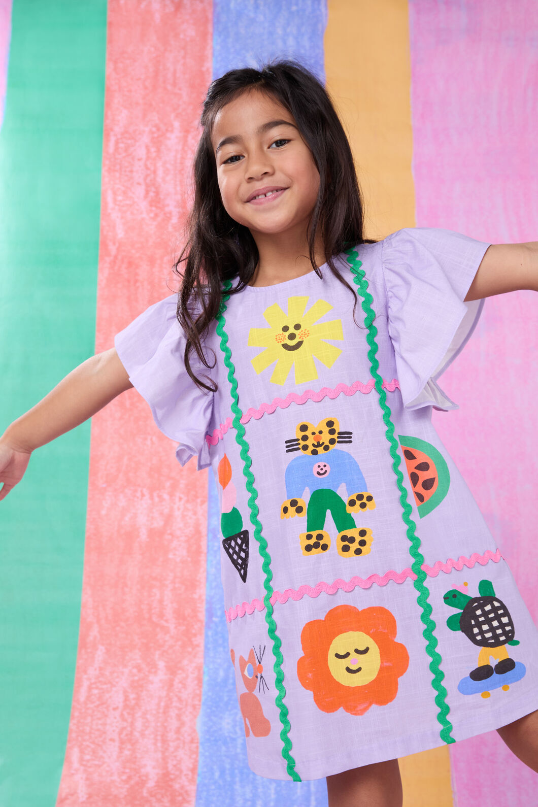 Gorman - Ric Rac Kids Dress - lilac