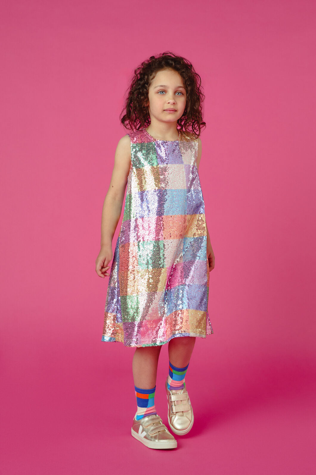 Gorman - Gingham Sequin Kids Dress - multi