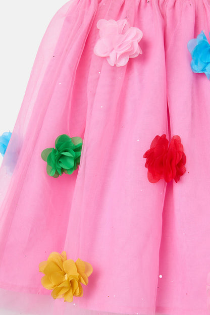 Gorman - Pom Pom Mesh Kids Skirt - pink