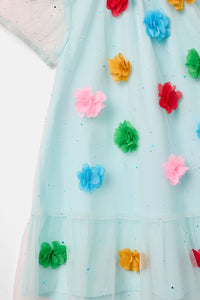 Gorman - Pompom Mesh Kids Dress - mint