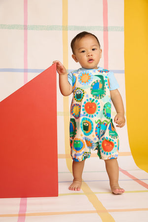 Gorman - Animal Stamp Baby Overalls - cream