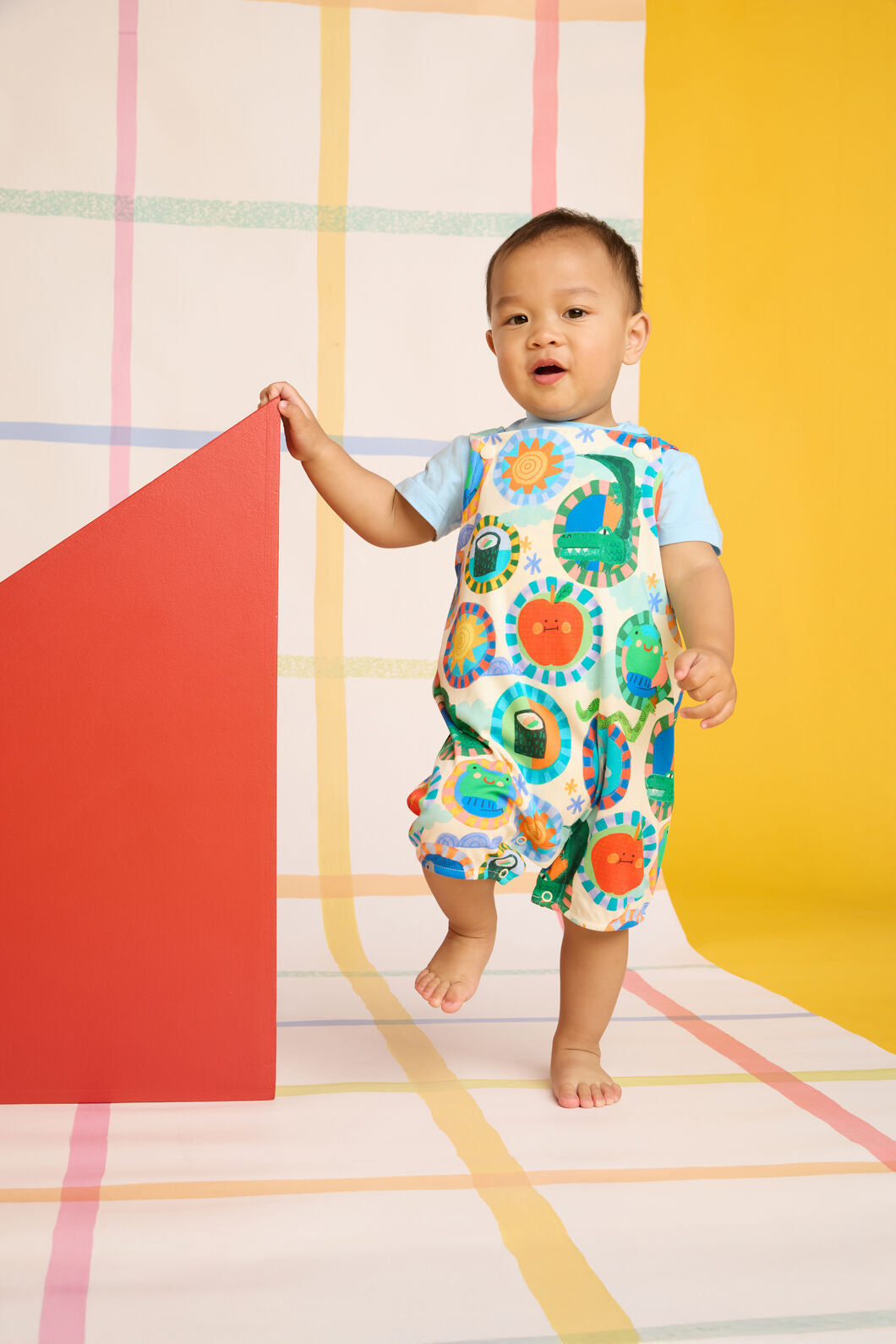 Gorman - Animal Stamp Baby Overalls - cream