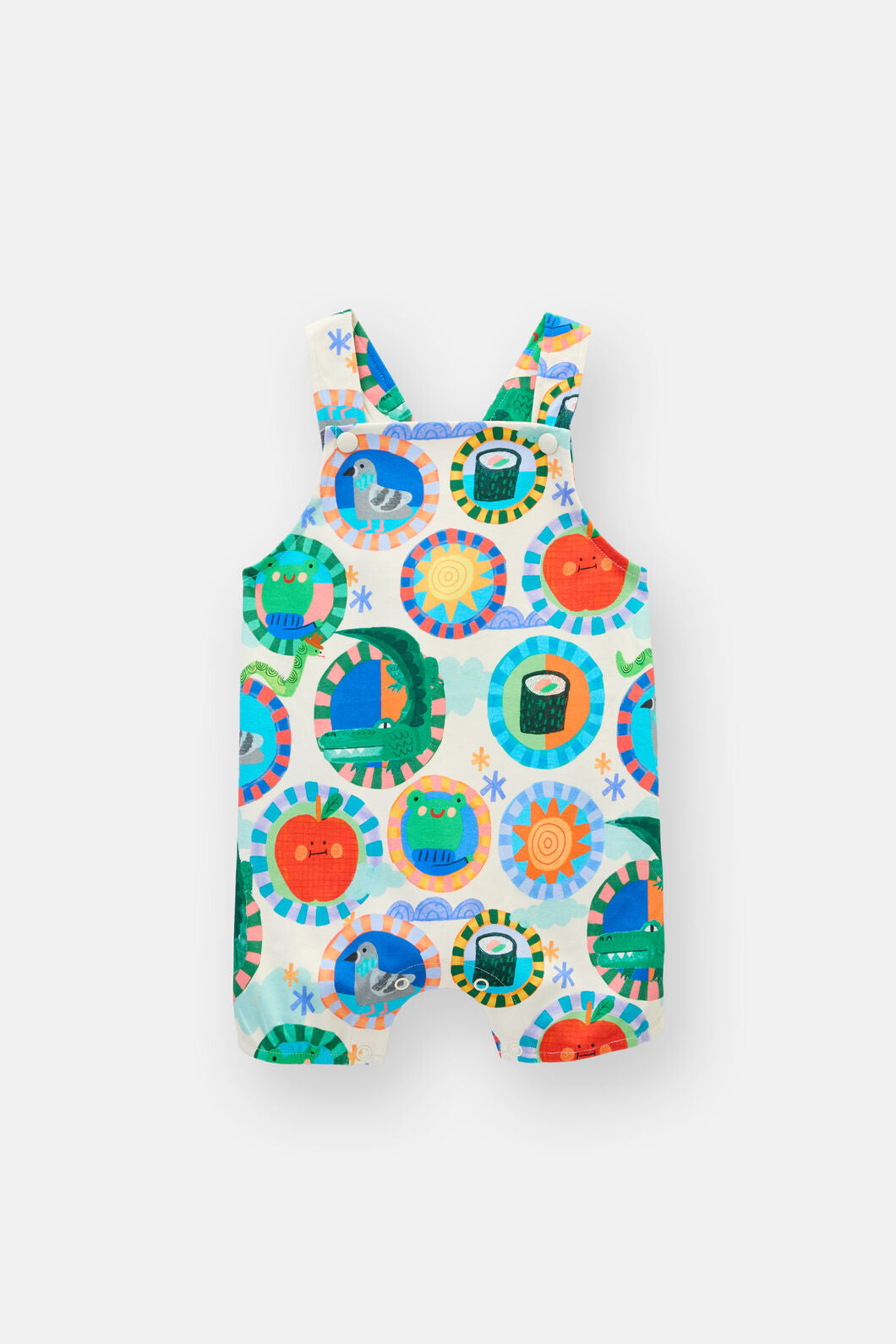 Gorman - Animal Stamp Baby Overalls - cream