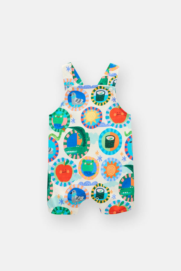 Gorman - Animal Stamp Baby Overalls - cream