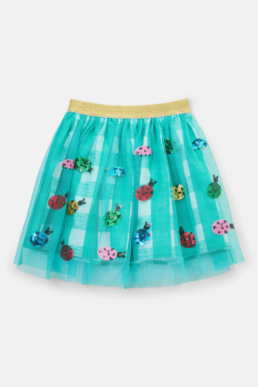 Gorman - LadybugGinghamSequinsKidsSkirt - mint