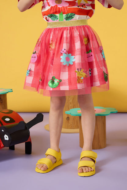 Gorman - Jumble GinghamSequinsKidsSkirt - red