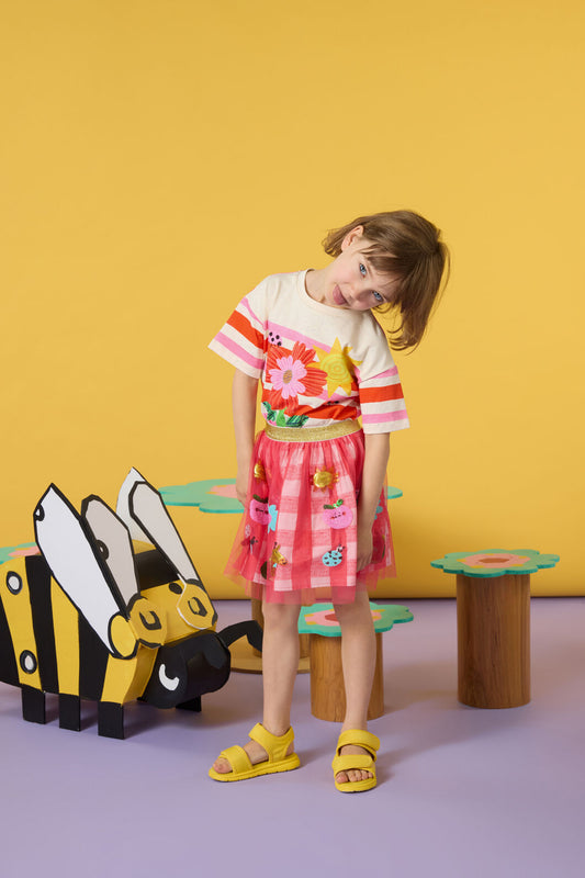 Gorman - Jumble GinghamSequinsKidsSkirt - red