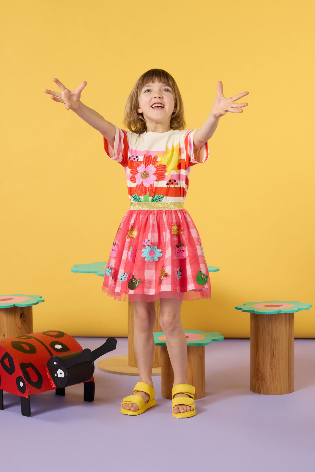 Gorman - Jumble GinghamSequinsKidsSkirt - red