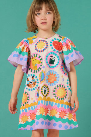 Gorman - Animal Stamp Kids Border Dress - multi