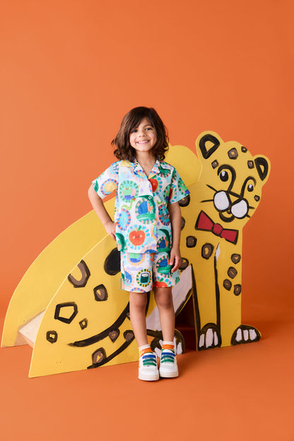 Gorman - Animal Stamp Kids Shirt - cream