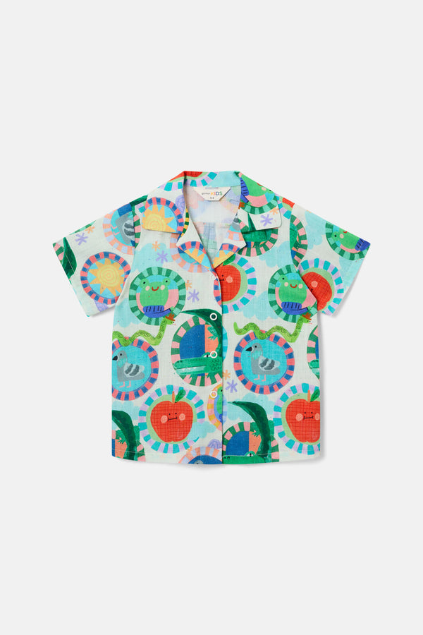Gorman - Animal Stamp Kids Shirt - cream