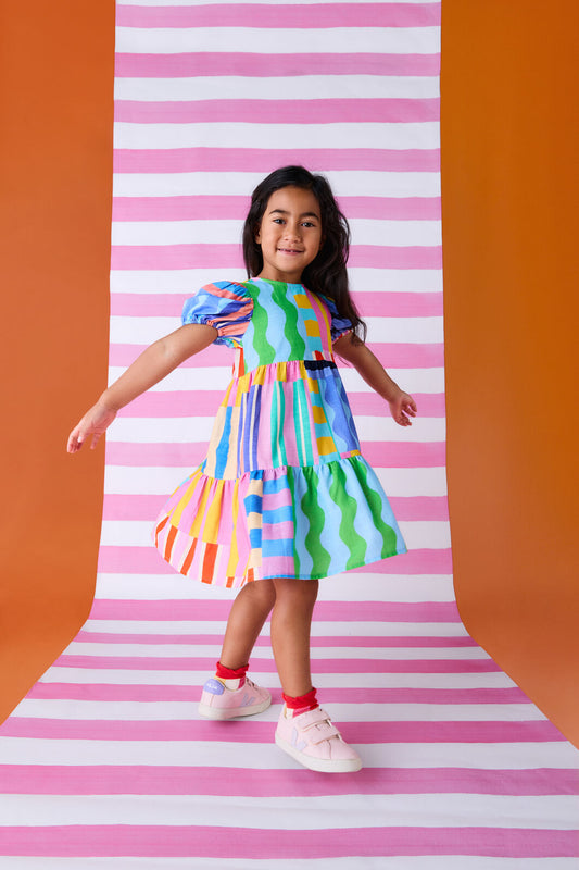Gorman - Stripe Mix Kids Dress - multi