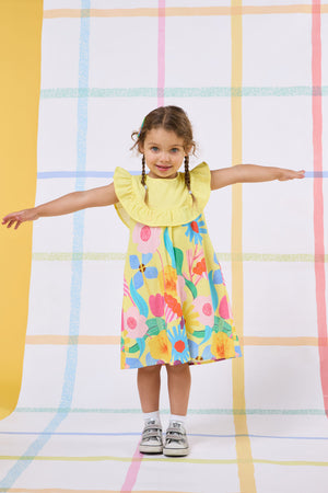 Gorman - Cut Paste Border Kids Dress - yellow