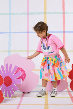 Gorman - Cut Paste Floral Kids Skirt - pink