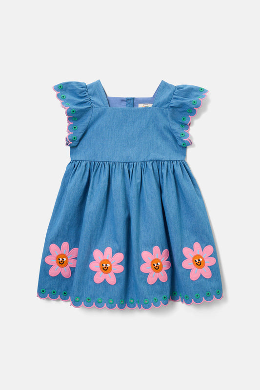 Gorman - Daisy Embroidery Kids Dress - denim