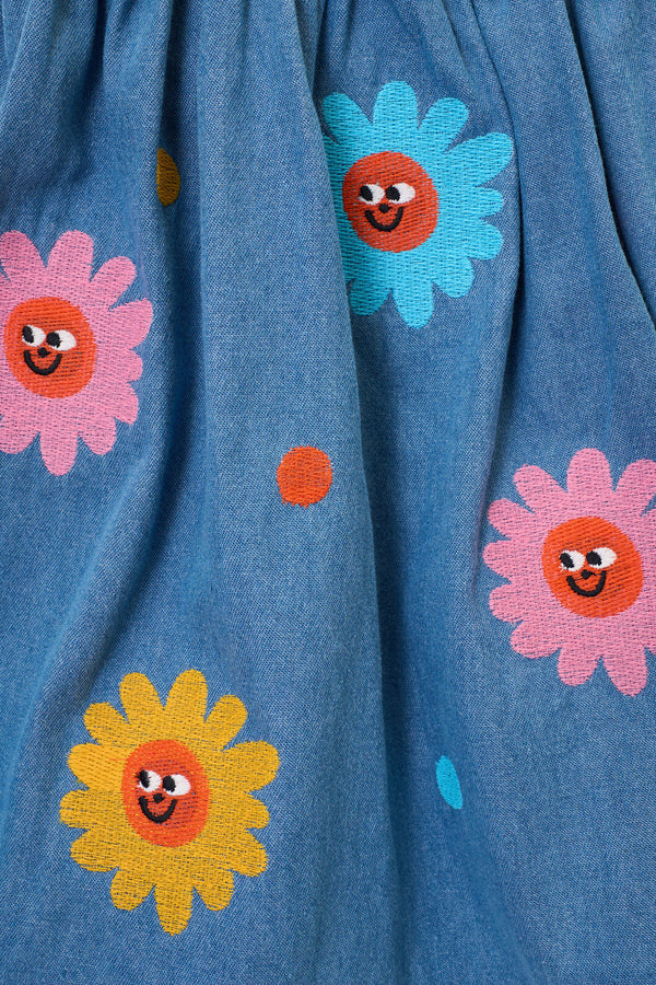 Gorman - Daisy Embroidery Kids Skirt - denim